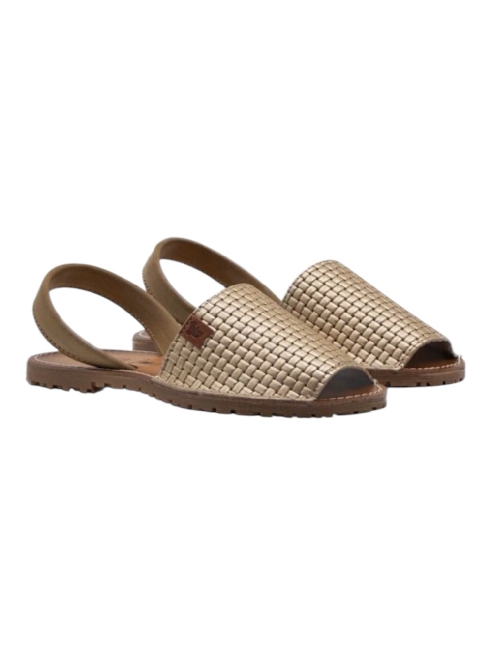 Koalabay Dager Peep Toe Woven Slingback flat leather boho Sandals in Beige 39